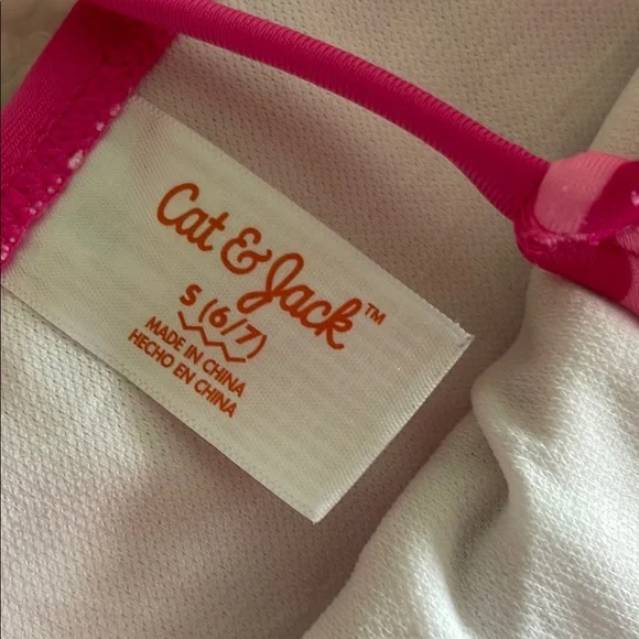 Cat & Jack Leopard Print Swimsuit Size 6/7 Girls Pink and Yellow - Picture 2 of 8